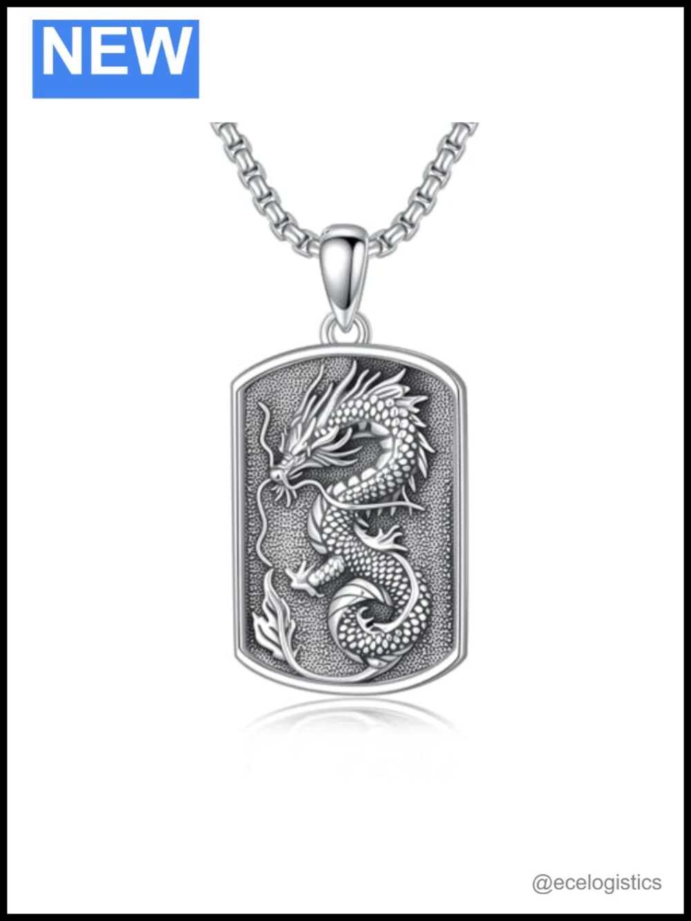 Sterling Silver Viking Dragon Pendant Necklace 22 Inch Adjustable